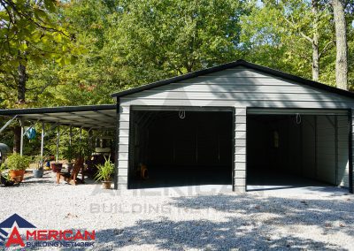 2 car metal garage with carport