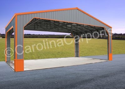 gray and orange custom made carport