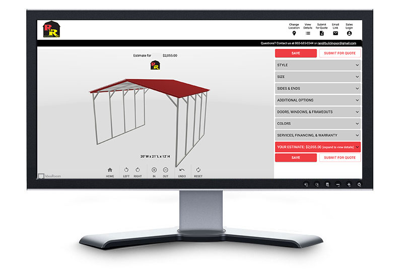 online metal carport builder on desktop